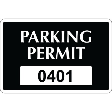 Lustre-Cal Repositionable Parking Permit Black 3in x 2in  Serialized 401-450, 50PK 253411Py1K0401